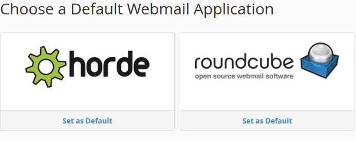 Webmail Application choice screen
